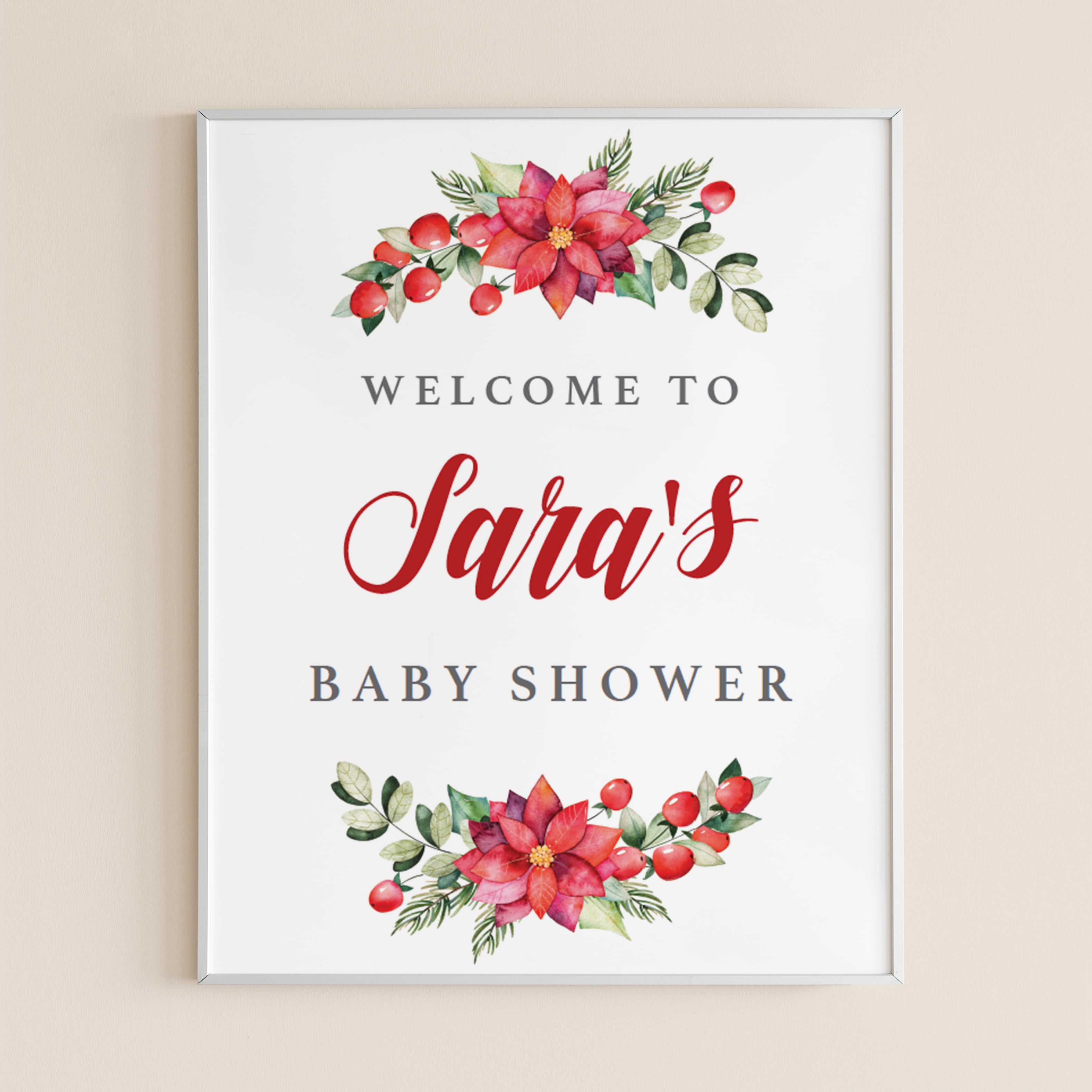 Christmas Baby Shower Welcome Sign Template by LittleSizzle