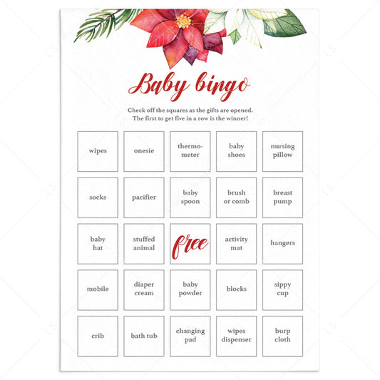 Christmas Bingo Cards for Baby Shower