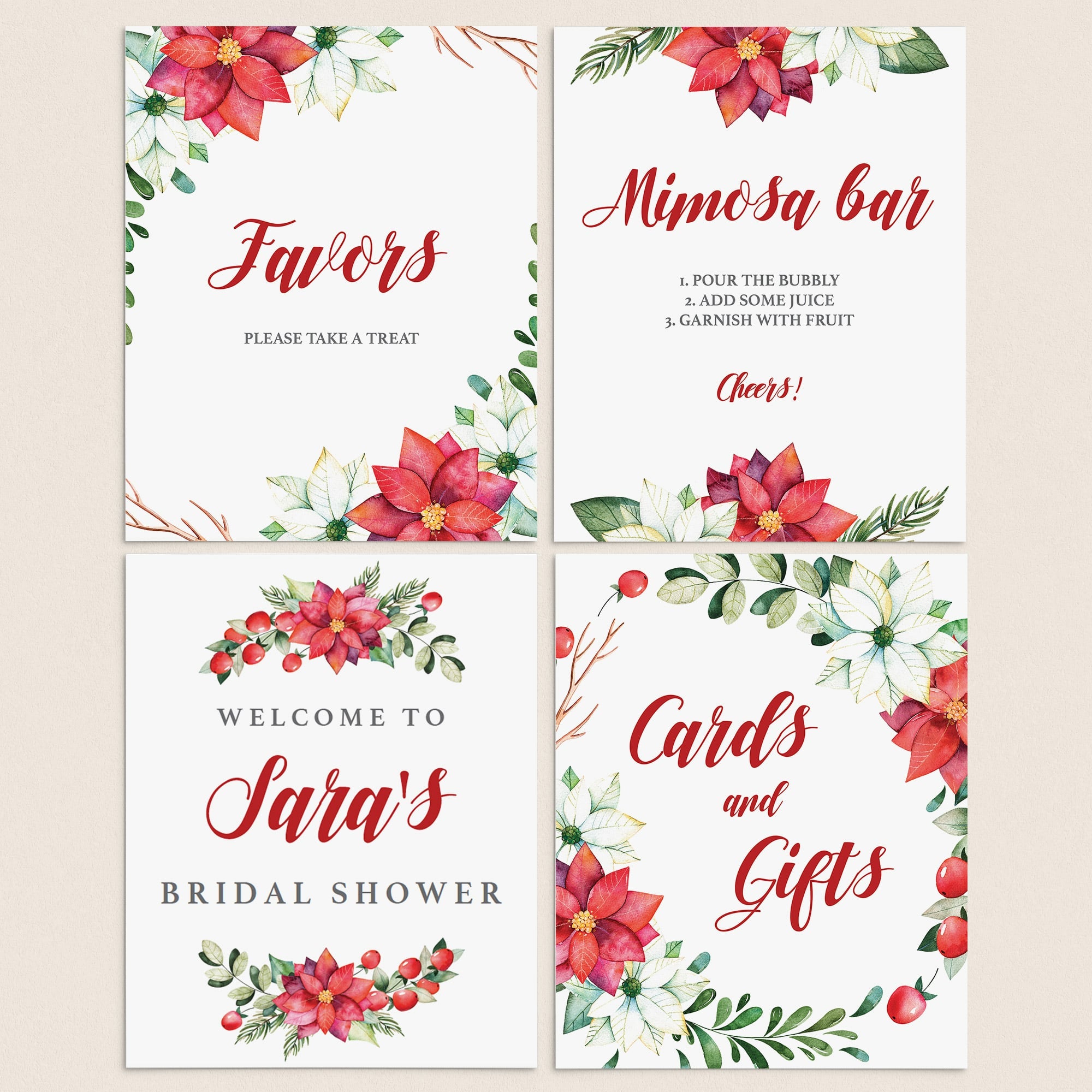 Holiday Bridal Shower Signs Bundle Instant Download by LittleSizzle
