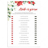 Guess Who Bride or Groom Quiz Template With Poinsettia Flowers by LittleSizzle