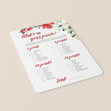 Holiday Wedding Shower Game What's In Your Purse