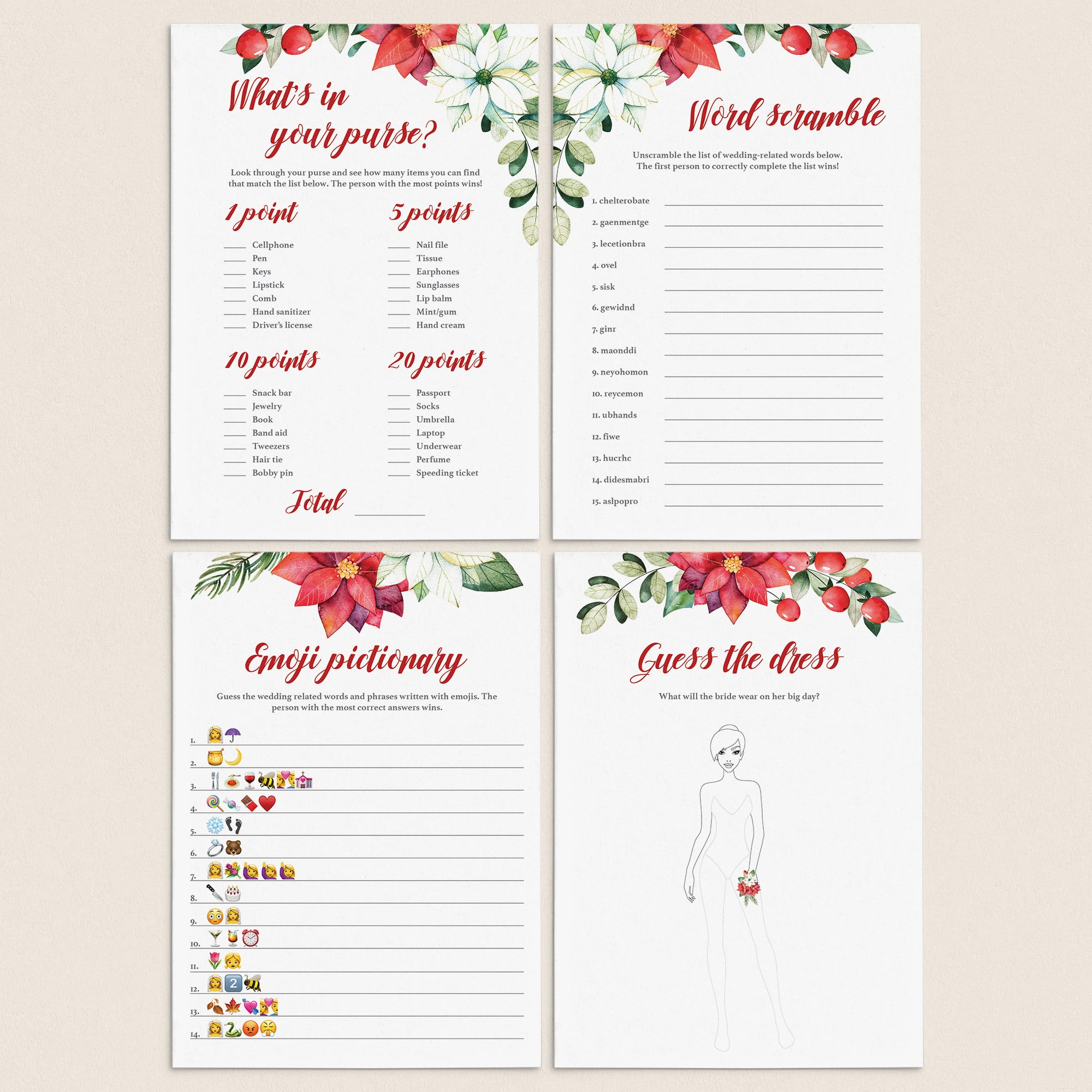 Winter Bridal Shower Games Pack Download by LittleSizzle