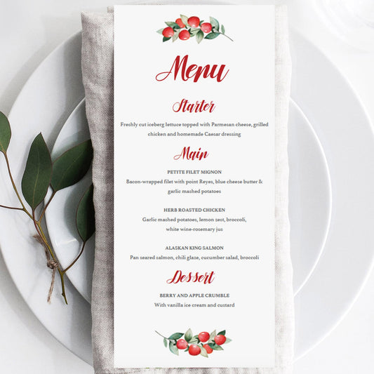 Christmas Dinner Menu Template DIY by LittleSizzle