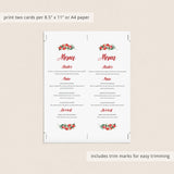 Christmas Dinner Menu Template DIY