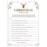 Christmas Family Feud Game Questions and Answers Printable by LittleSizzle