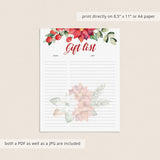 Red and Greenery Holiday Gift List Printable