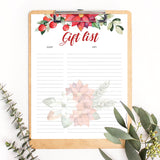 Red and Greenery Holiday Gift List Printable