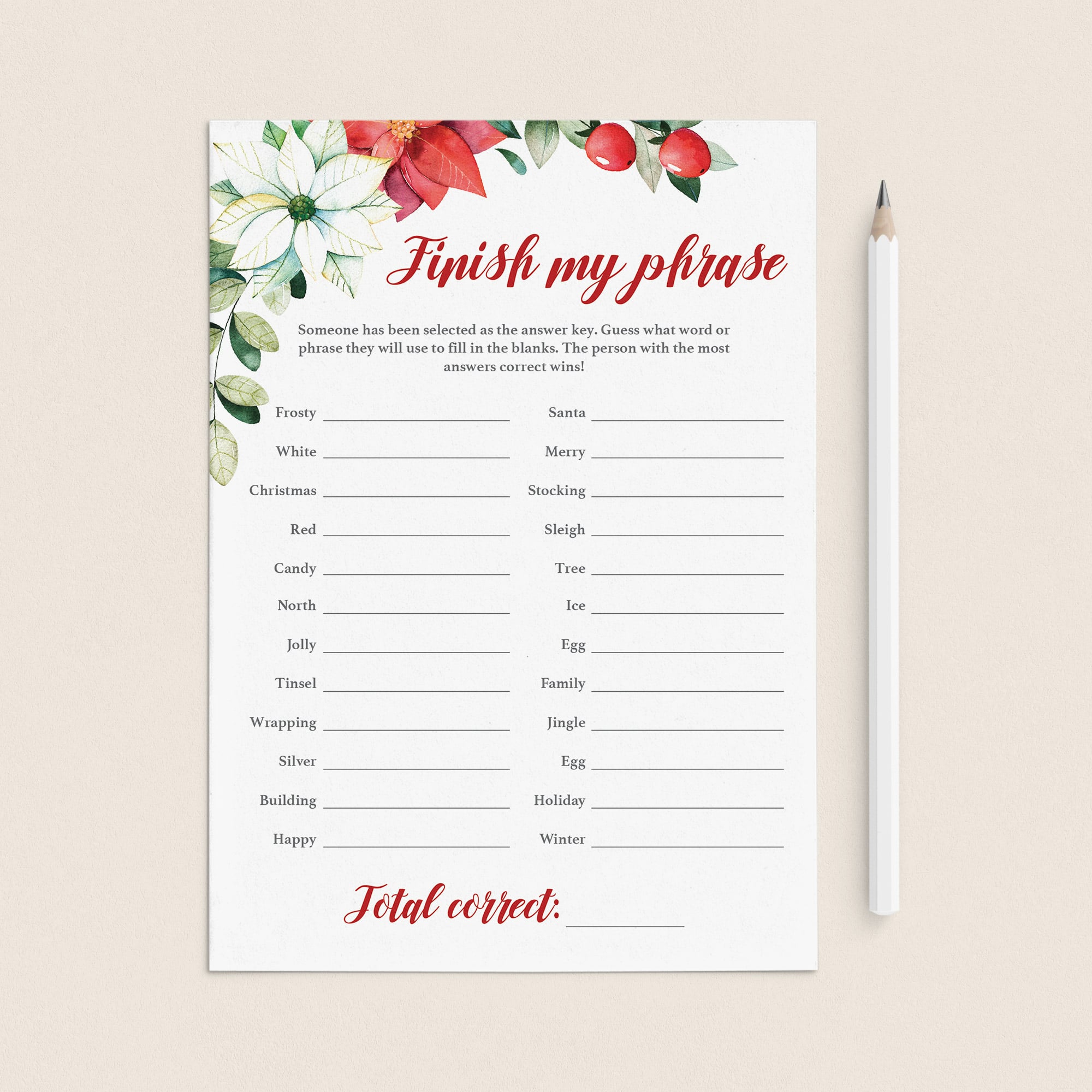 Christmas Finish My Phrase Printable by LittleSizzle