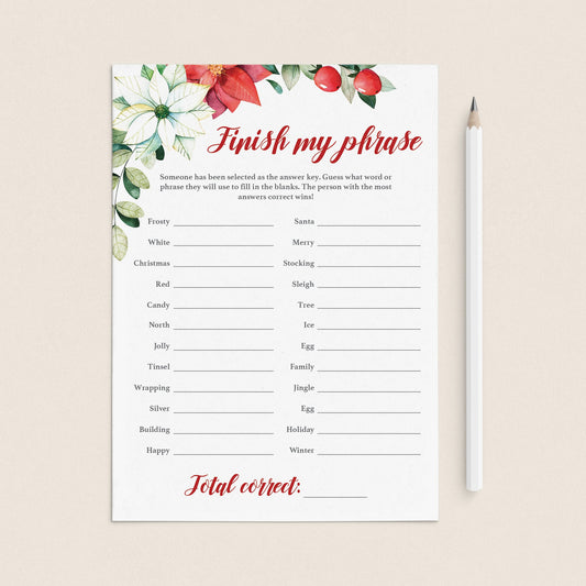 Christmas Finish My Phrase Printable by LittleSizzle
