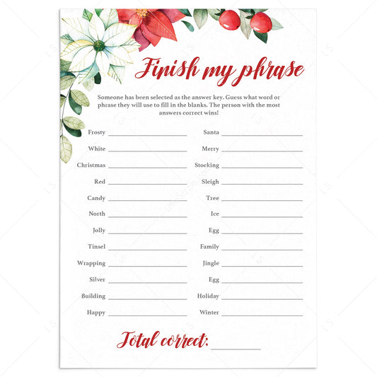 Christmas Finish My Phrase Printable by LittleSizzle