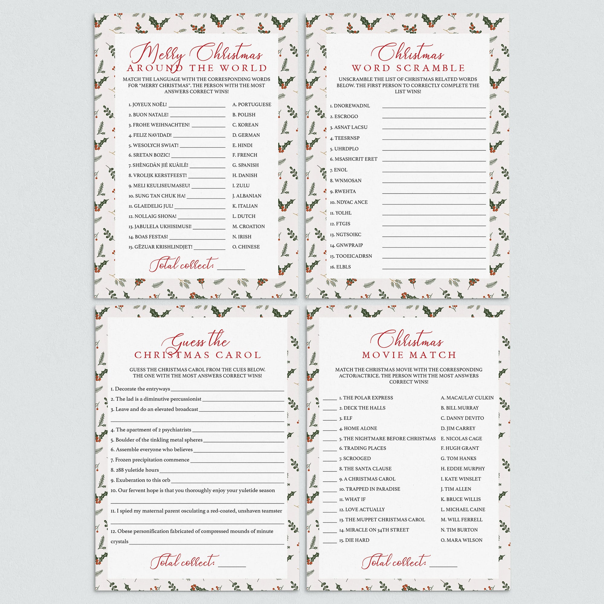 Holiday Party Games Bundle For Adults by LittleSizzle