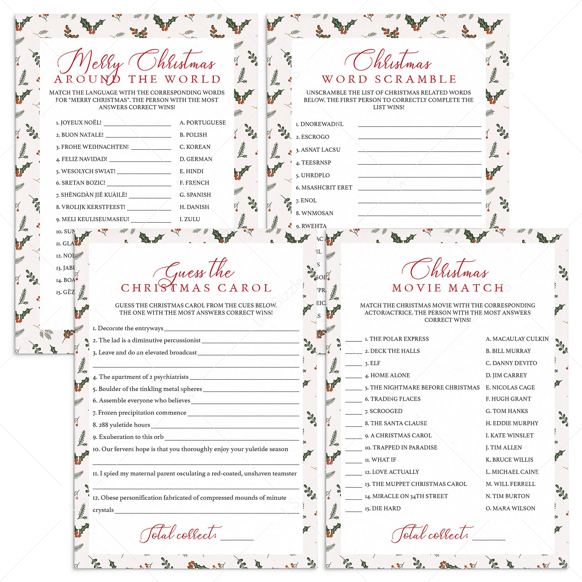 Holiday Party Games Bundle For Adults by LittleSizzle