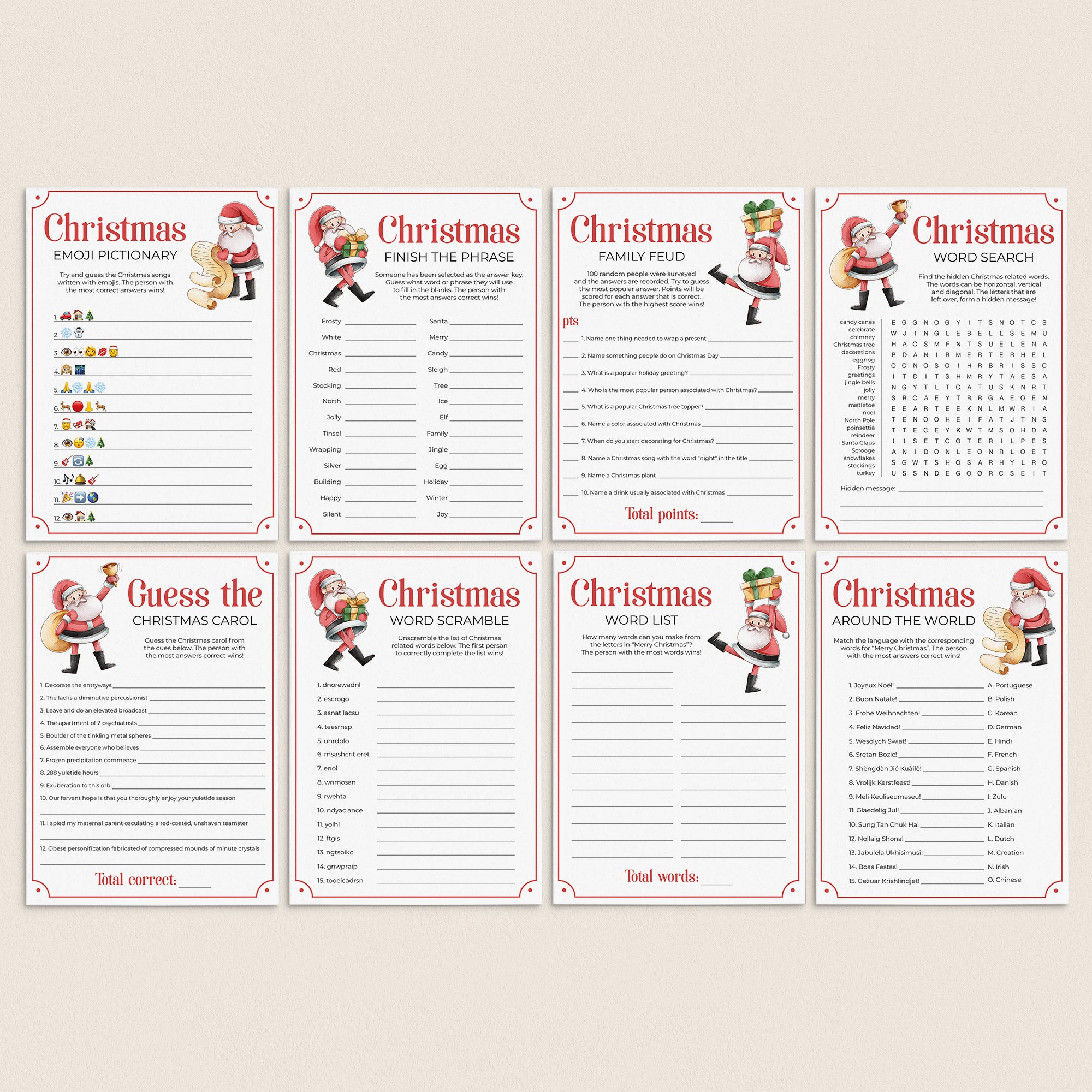 Printable Christmas Games Bundle for Kids and Adults by LittleSizzle