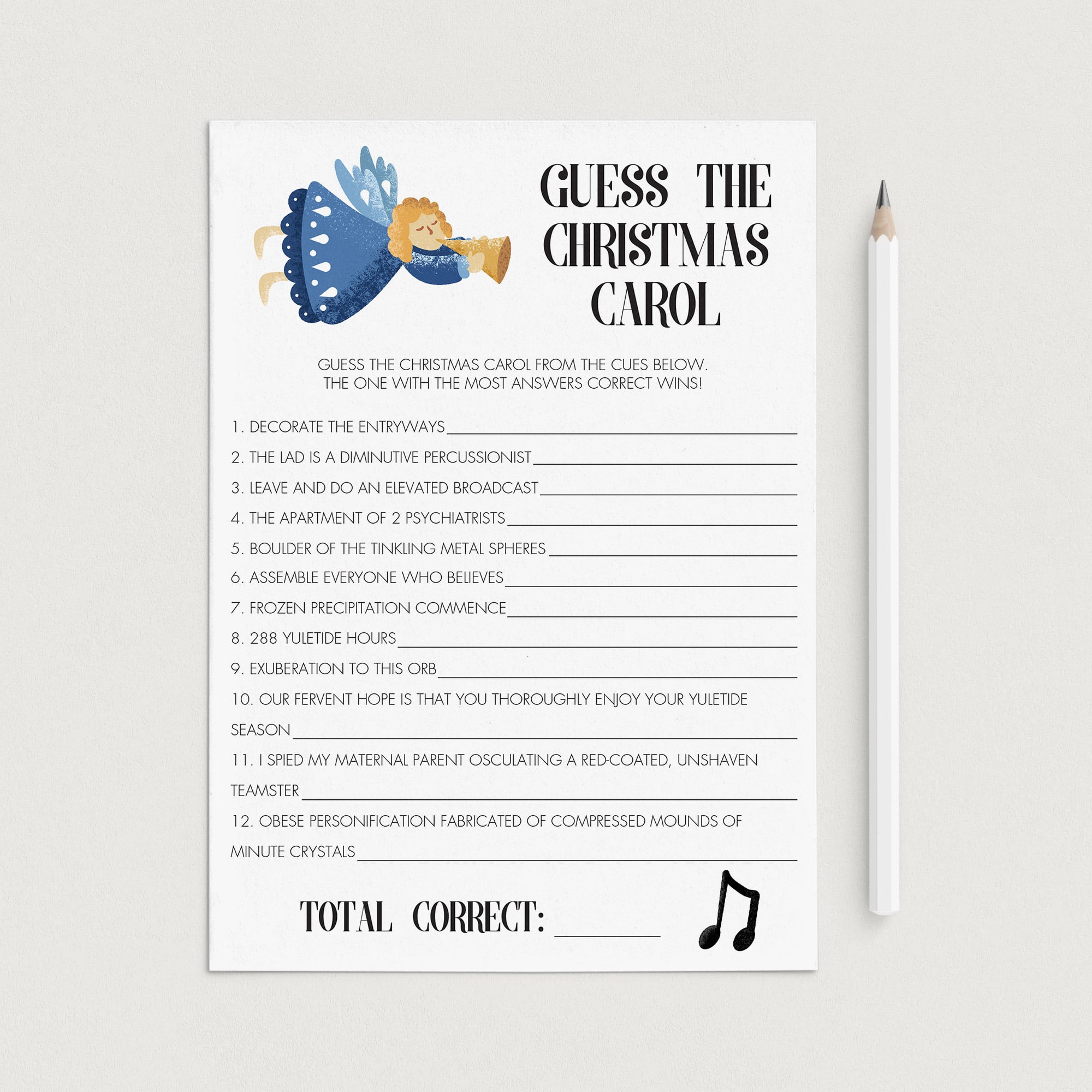 Guess The Christmas Song Printable by LittleSizzle
