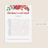 Christmas Word Search Holiday Party Game Printable