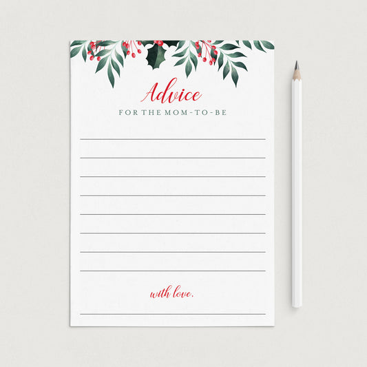 Christmas Baby Shower Advice Cards Printable by LittleSizzle
