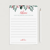 Winter Greenery Wedding Advice Cards Printable by LittleSizzle