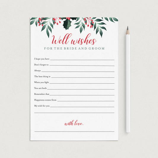 Holiday Theme Wedding Well Wishes Cards Printable by LittleSizzle