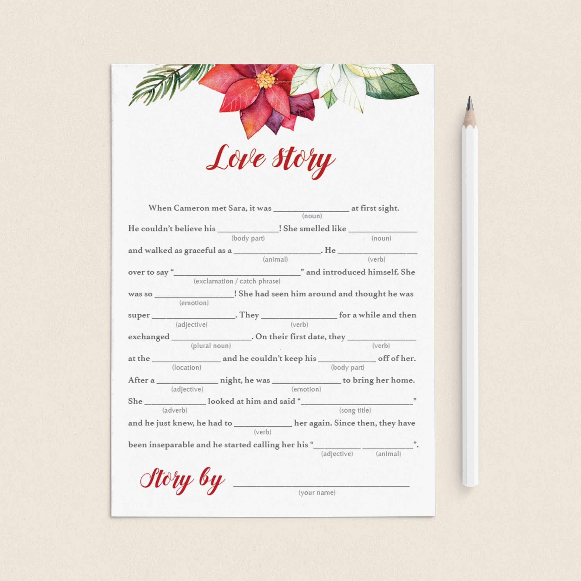 Love Story Fill In The Blanks Game Template by LittleSizzle