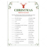 Christmas Game For Adults Printable Xmas Movie Match by LittleSizzle