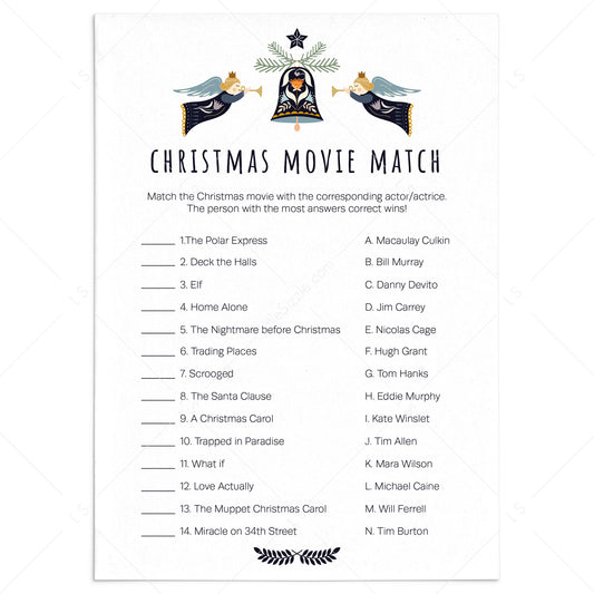 Christmas Office Party Game Printable Movie Match by LittleSizzle