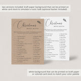 Rustic Christmas Game Printable Movie Trivia