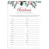 Holiday Game For Groups Printable Finish My Phrase by LittleSizzle