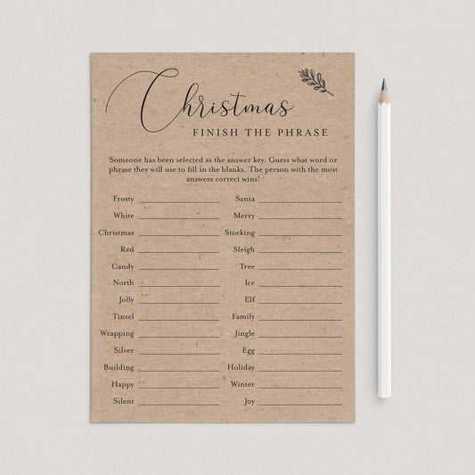 Christmas Office Party Game Finish The Phrase Printable by LittleSizzle