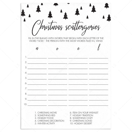 Xmas Scattergories Game Printable by LittleSizzle