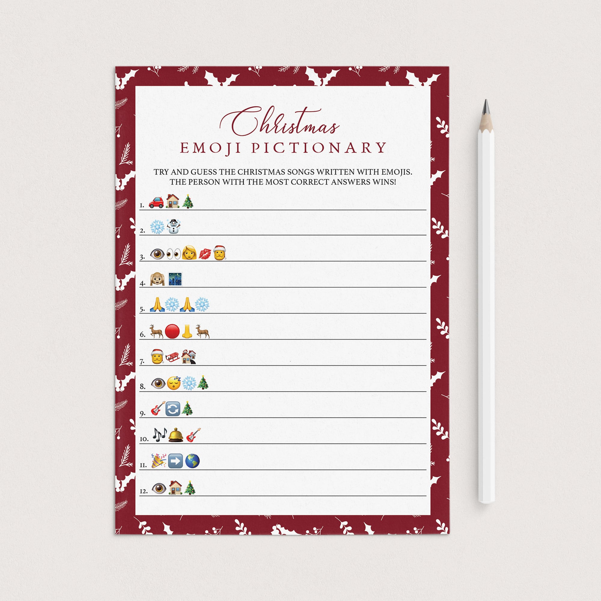 Christmas Song Emoji Game Instant Download by LittleSizzle