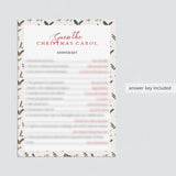 Christmas Songs Game Printable