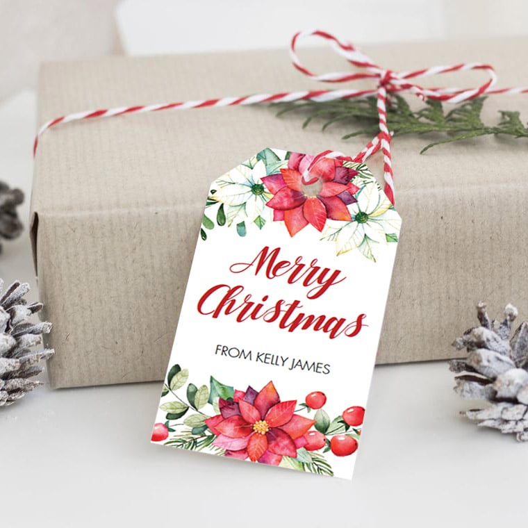 Floral Christmas Gift Tag Template by LittleSizzle
