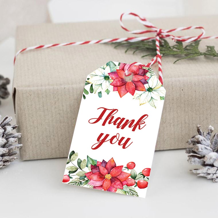 Floral Christmas Thank You Tag Printable by LittleSizzle