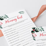Christmas Baby Shower Game Who Knows Mommy Best Printable