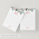 Christmas Bridal Shower Advice Cards Printable