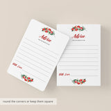 Winter Bridal Shower Advice Cards Red and Green