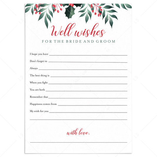 Holiday Theme Wedding Well Wishes Cards Printable by LittleSizzle