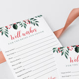 Holiday Theme Wedding Well Wishes Cards Printable