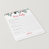 Holiday Theme Baby Shower Wishes Cards Printable