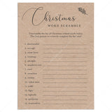 Word Scramble Christmas Game Rustic Kraft Printable by LittleSizzle