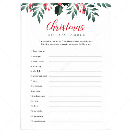 Printable Christmas Word Puzzle with Answers by LittleSizzle