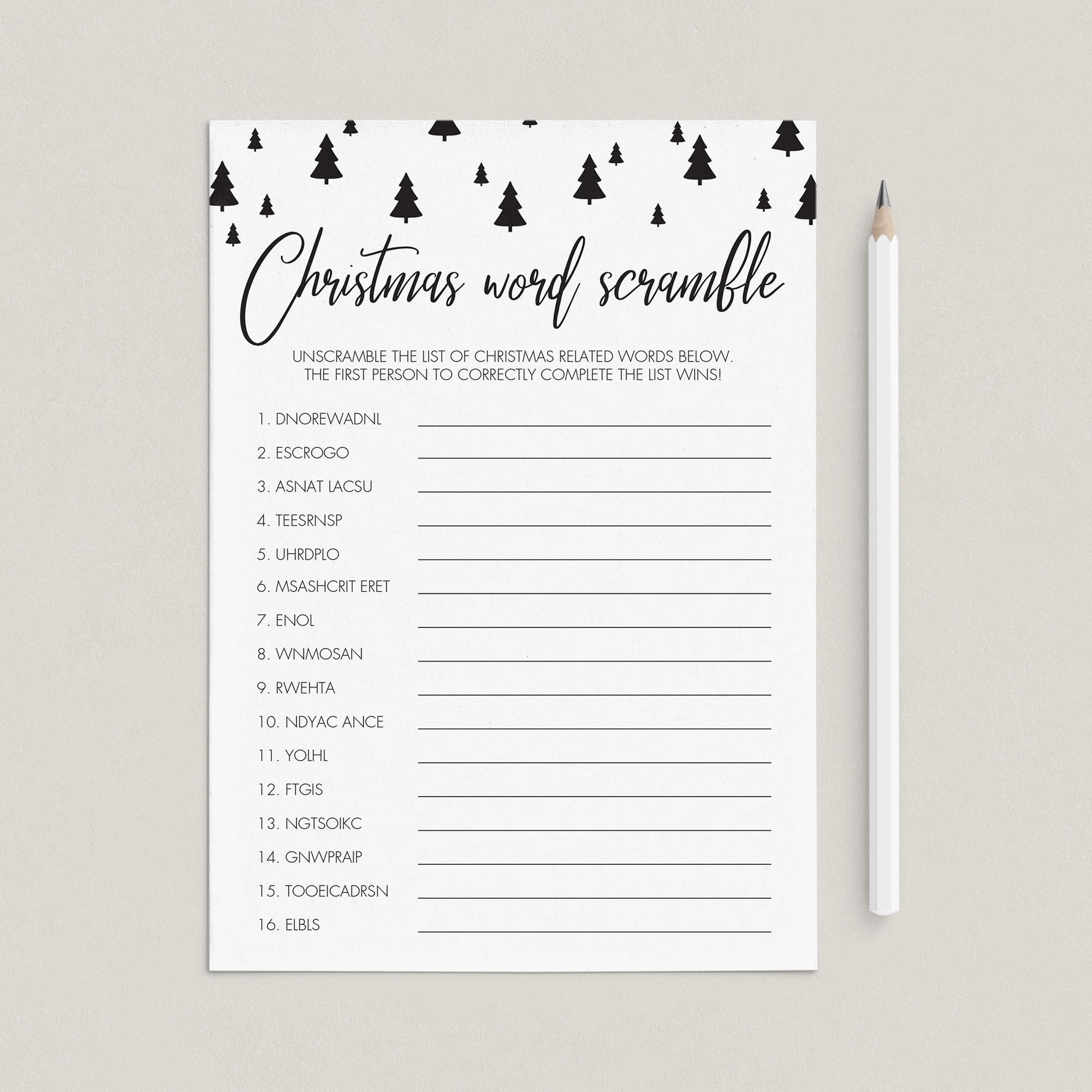 Christmas Game For Kids Word Scramble Printable by LittleSizzle
