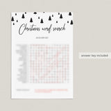Black and White Christmas Game Word Search Printable