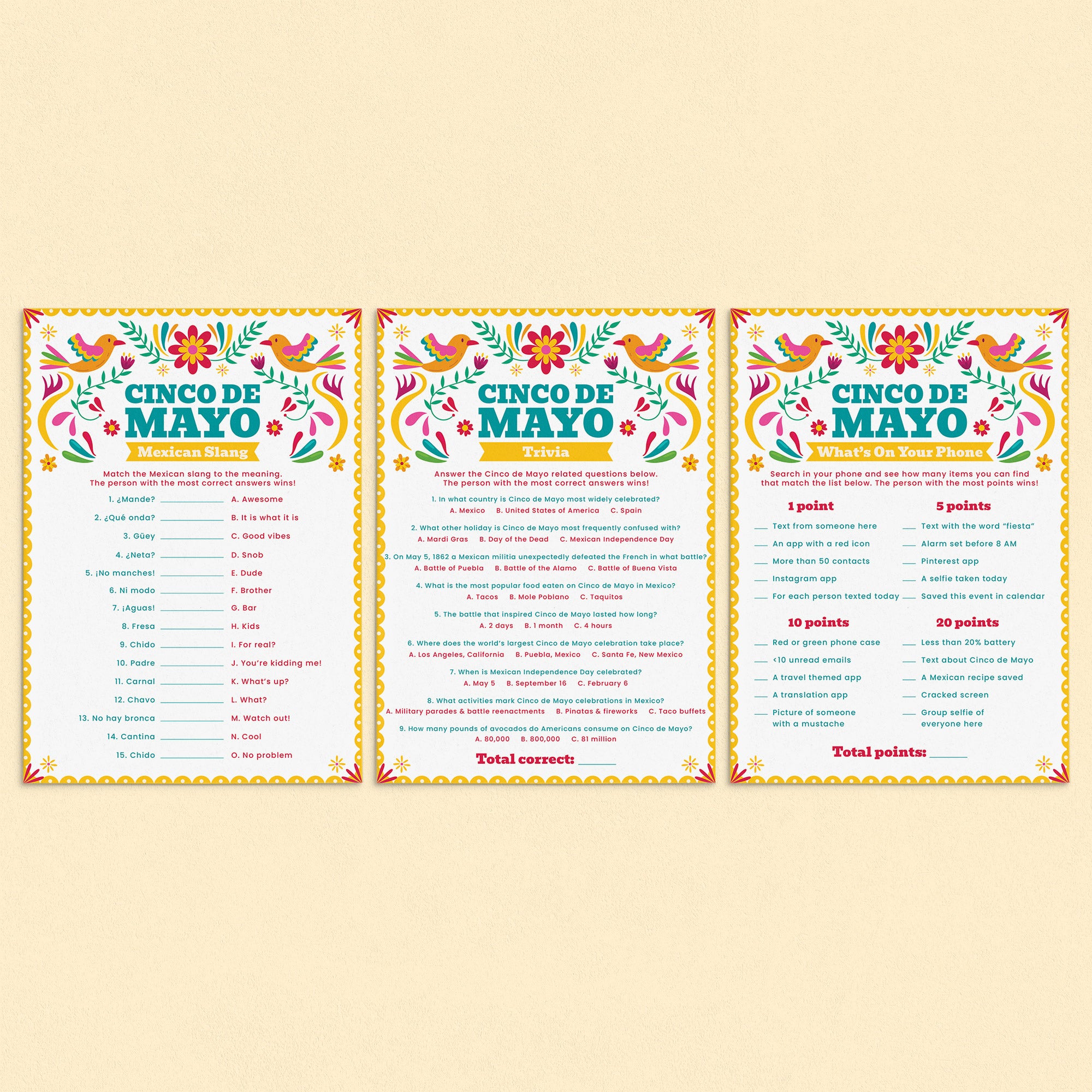 Adult Cinco de Mayo Games Bundle Printable by LittleSizzle