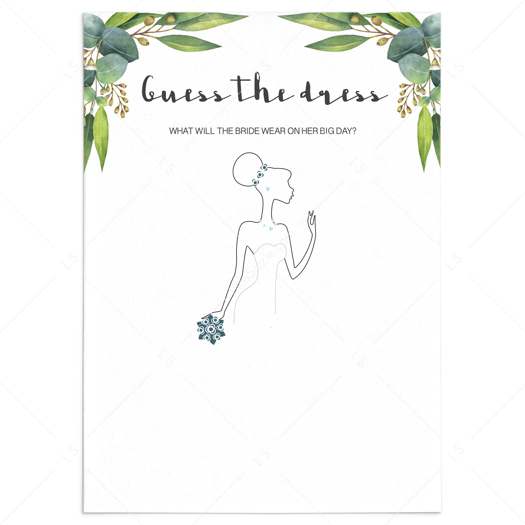 classic bridal shower game guess the dress printable by LittleSizzle