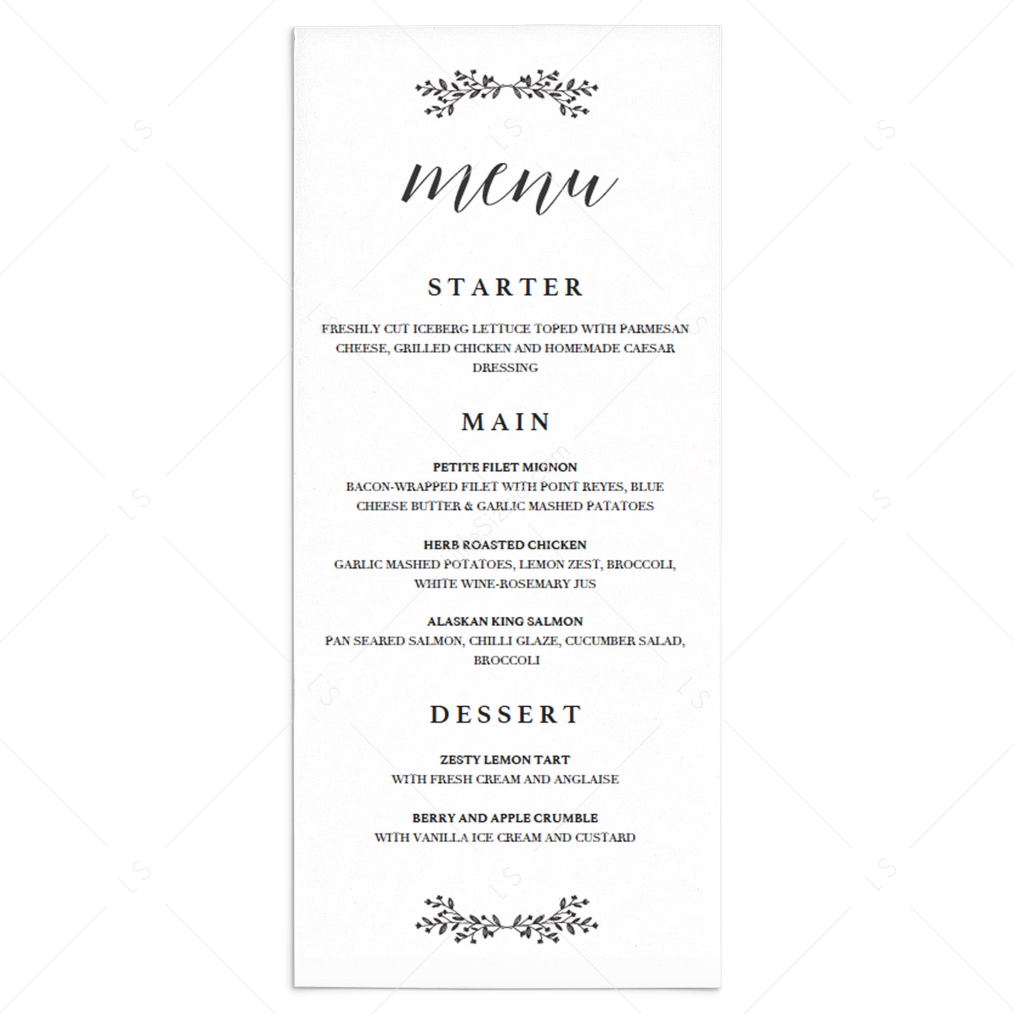 Simple menu card template black and white by LittleSizzle