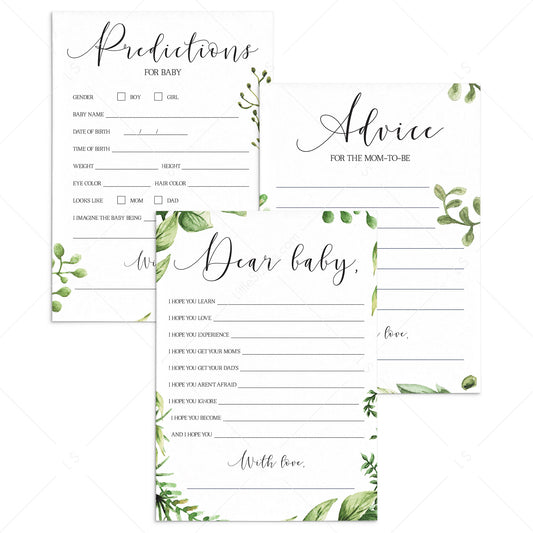 Green baby shower printable game package by LittleSizzle