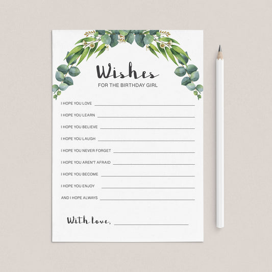 Greenery Birthday Wishes Cards For Her Printable by LittleSizzle