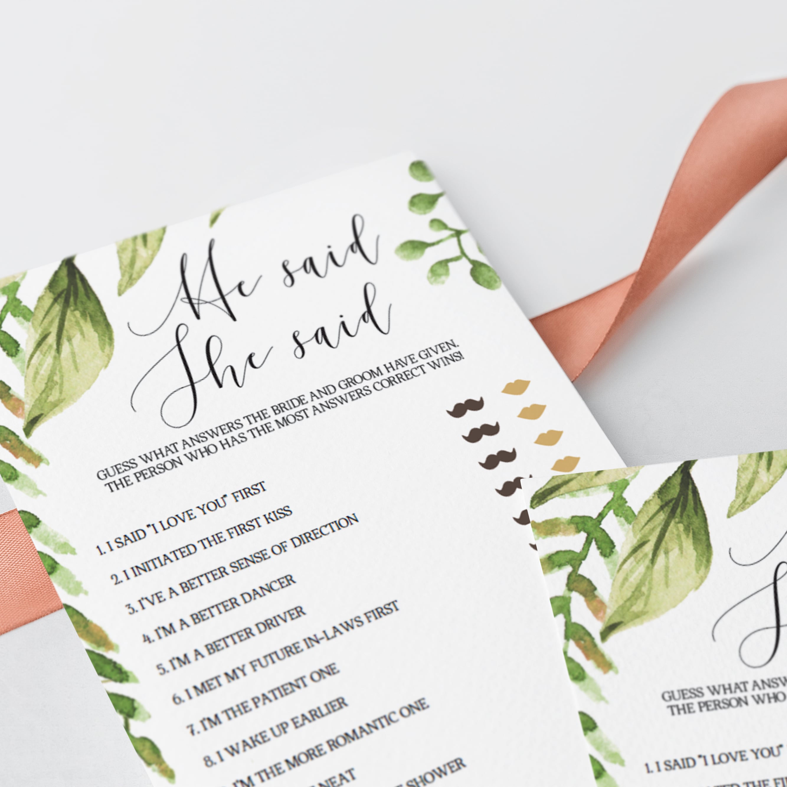 green and gold bridal shower games instant download