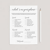 Modern Bridal Shower Game What's On Your Phone Printable by LittleSizzle